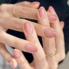 24Pcs Oval False Nails, Nude Pink Gradient Short Acrylic Full