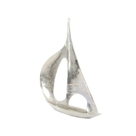 Deco 79 Aluminum Metal Sail Boat Decorative Sculpture Home Decor Statue, Accent Figurine 28" x 6" x 37", Silver