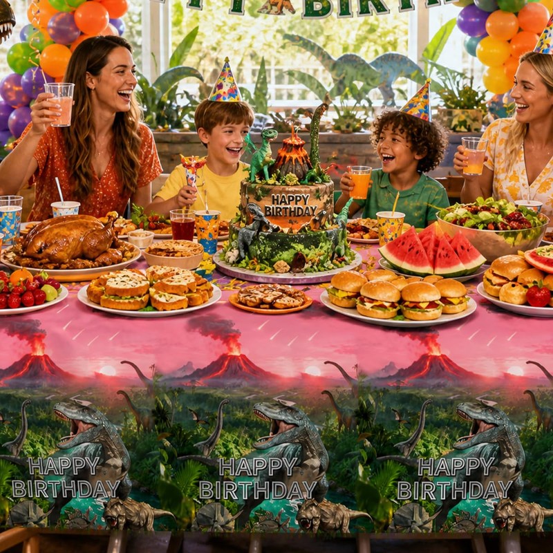 WISSLERMER 3 Pcs Dinosaur Tablecloth Dinosaur Party Table Covers Plastic