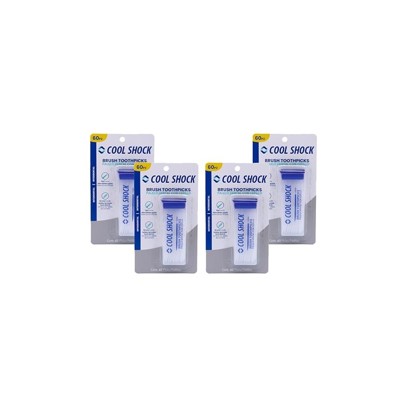 Cool Shock | Palillo Interdental 60pz. Doble punta con cepillo.