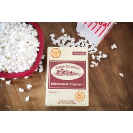 Amish Country Popcorn | Old Fashioned Microwave Popcorn | 10 Bags Ladyfinger Butter | Non-GMO, Gluten Free, Microwaveable and Kosher (10 Bags)