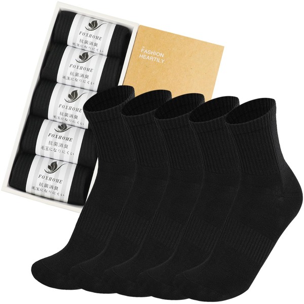 FOXHOME Men's Socks, Black Business Socks, No Stuffy, Tear-Resistant, Odor,