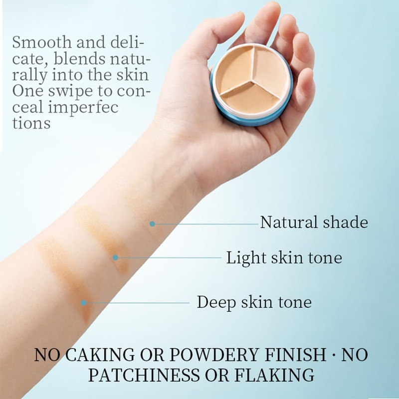 Cream Concealer Full Coverage Palette with Brush, 3 Colour Corrector
