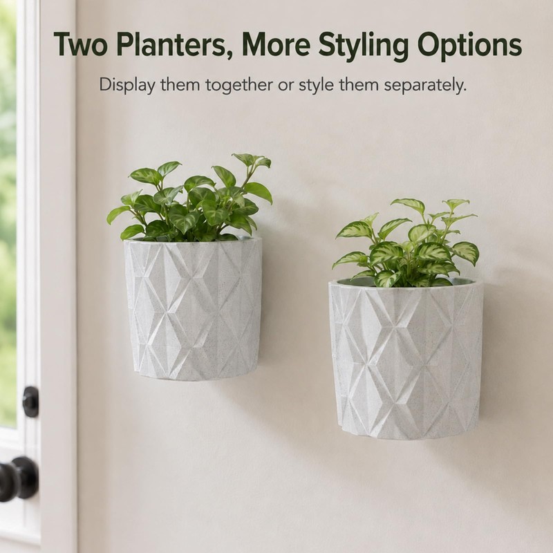 2PCS 3D Printed Wall-Mounted Flower Pot - Marble-Patterned Indoor Planter