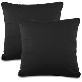 CelinaTex Active Decorative Cushion Cover Double Pack Set 40 x 40 cm Black Cotton Jersey Sofa Cushion Cover 5001519