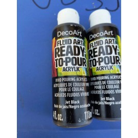 DecoArt (2) Decoart Fluid Art Ready To Pour Acrylic Jet Black 4 Oz 2 Bottles