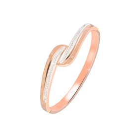 MILAKOO Rose Gold Stainless Steel Bracelet Oval Bangle Love Friendship Hollow Carved Number Charms
