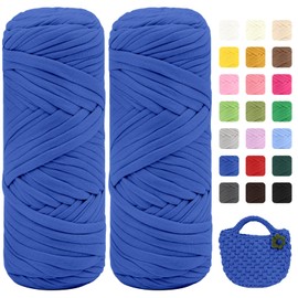 Maxee Premium T-Shirt Yarn - Pack of 2 (200 g / 75 m each), Soft Ribbon Yarn for Crochet & Knitting - Intensive and Easy to Clean, Ideal for Crochet Bags/Baskets/Carpets DIY Projects, Crafts and