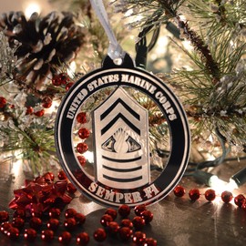 US Marine Corps Master Gunnery Sergeant Chevron Mirror Acrylic Christmas Tree Ornament