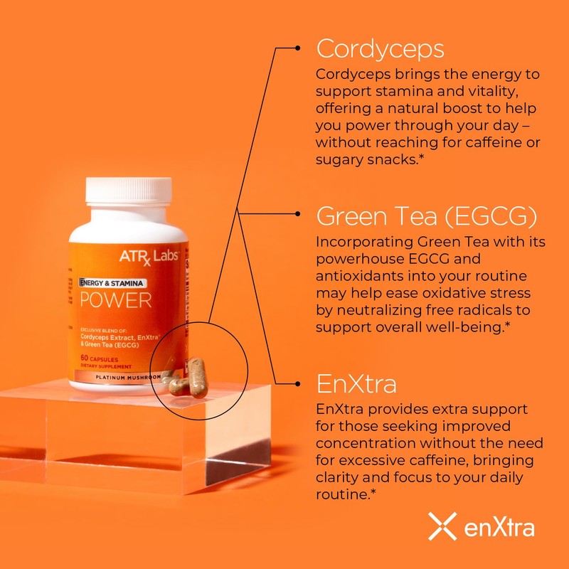 ATRx Labs Power: Energy & Stamina - Mushroom Supplement, with