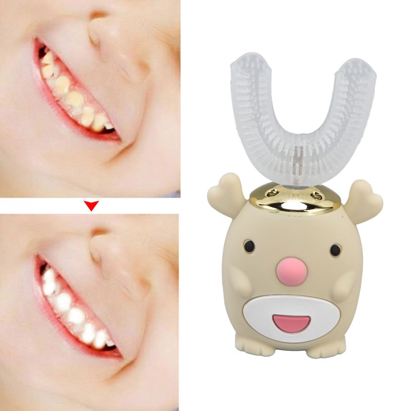 U Shaped Toothbrush Cartoon Cute Design Waterproof 5 Brushing Modes