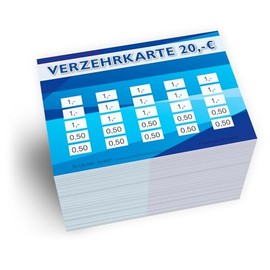 250 consumption cards DIN A7, total value 20 euros, practical alternative to tokens, for clubs, catering etc., easy cashless payment