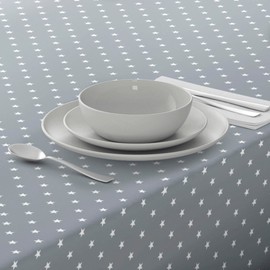 Home Direct Large Rectangular Oilcloth PVC Wipe Clean Tablecloth Table Cover 140cm x 240cm 55x94 Stars Grey Light