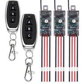 dstfuy 12v funkschalter,3 Wege kabelloser Lichtschalter DC 5V/12V/24V/5A Mini Relais 1 Kanal Wireless Lichtschalter Fernbedienung 164FT Langstrecken,für Deckenleuchten,LED Streifen.