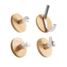 Non-perforated strong attachment modern interior solid wood wood wall hook solid wood Circular straight type 3ea