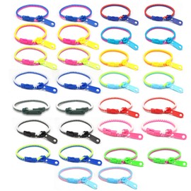 YSDYY 30 Mixed Color Zip Bracelets, Sensory Toys, Stress Relief, Friendship Bracelets for Kids, Fashion Jewelry, Birthday Party Gifts for Boys and Girls