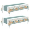 Thanksgiving Disposable Tablecloths,2 Pack Blue Pumpkin Maple Thanksgiving Plastic Table