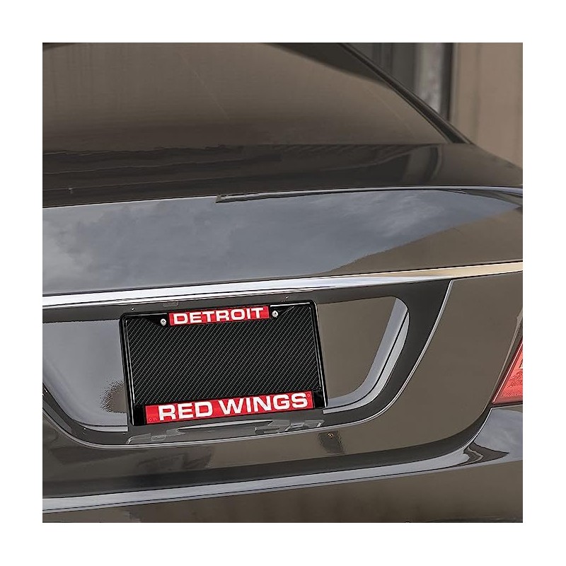 Rico Detroit Red Wings Black Metal License Plate Frame Holder