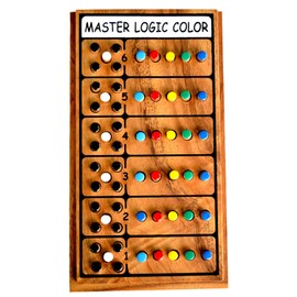 Superhirn the Master of Logic Colour Puzzle Wood Logic Game with Colour Codes Combination Game Strategy Game Thinking Game Wooden Puzzle Game for 2 Players