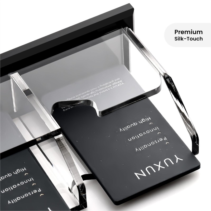 YUXUN Vertical Business Card Holder for Desk, 3 Slots Acrylic