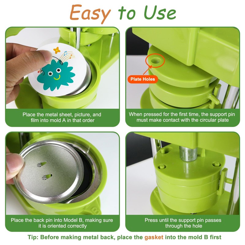 Yunziling 58mm(2.25IN) Button Maker Kit: Pin Maker Machine Kit with