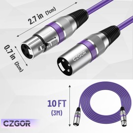 XLR Cables 10 ft, 6 Pack 3-Pin XLR Male to Female Microphone Cable, Compatible with Microphones, Mic Mixer, Speakers and More, Multi-Color 10 Feet