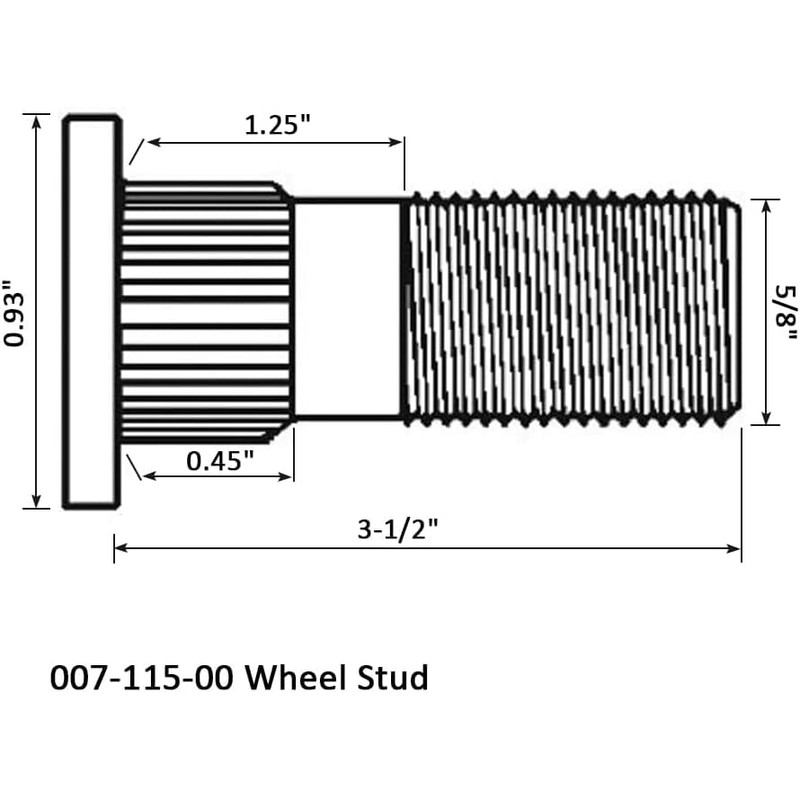 SAQXK 8 Pack 5/8" x 3.5" Wheel Stud, 007-115-00 for