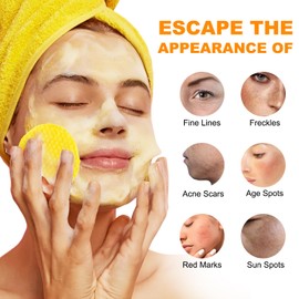 Kojic Acid and Turmeric Cleansing Pads, 30 PCS Exfoliating Face Pads Cleansing Cotton, Turmeric Pad - Exfoliating, Acne Scars, Unclog Pores with Chamomile, Lemon, Turmeric Exfoliating Face Scrub Pads