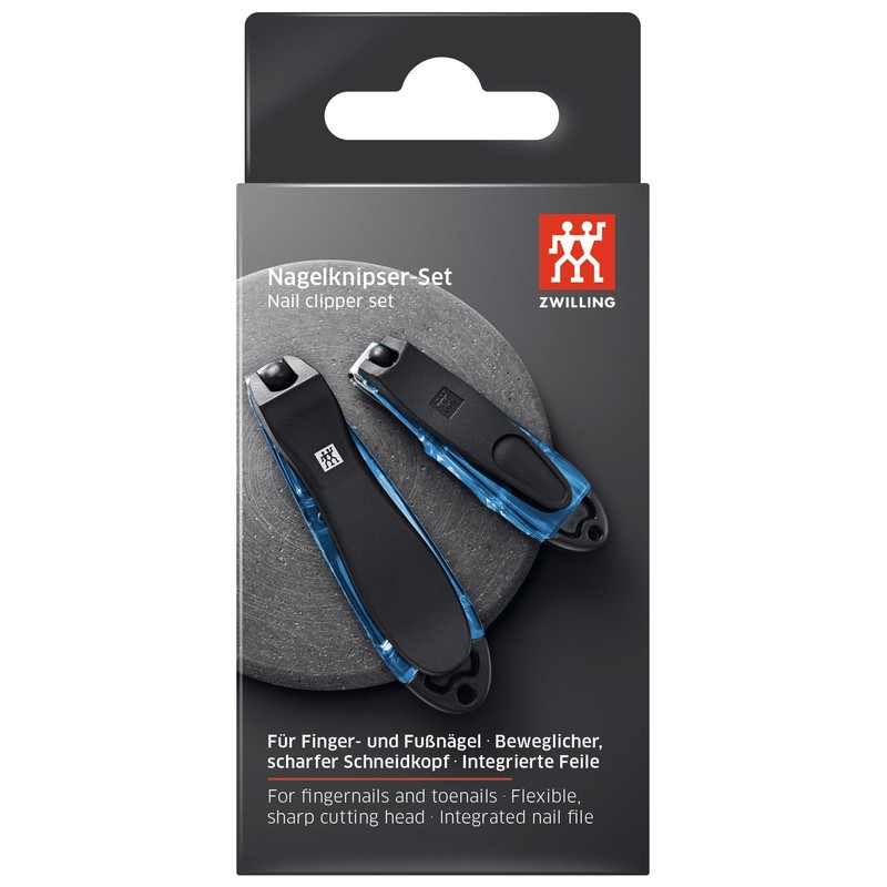 Zwilling Classic Nail Clippers Set, with 2 clipper sizes, blue,