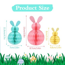 6 Pcs Easter Bunny Hanging Decorations, Rabbit Honeycomb Tree Decoration, Easter Pendant Ornaments Set for Party Decor, Wooden Door, Scene, Window, Garden, Table