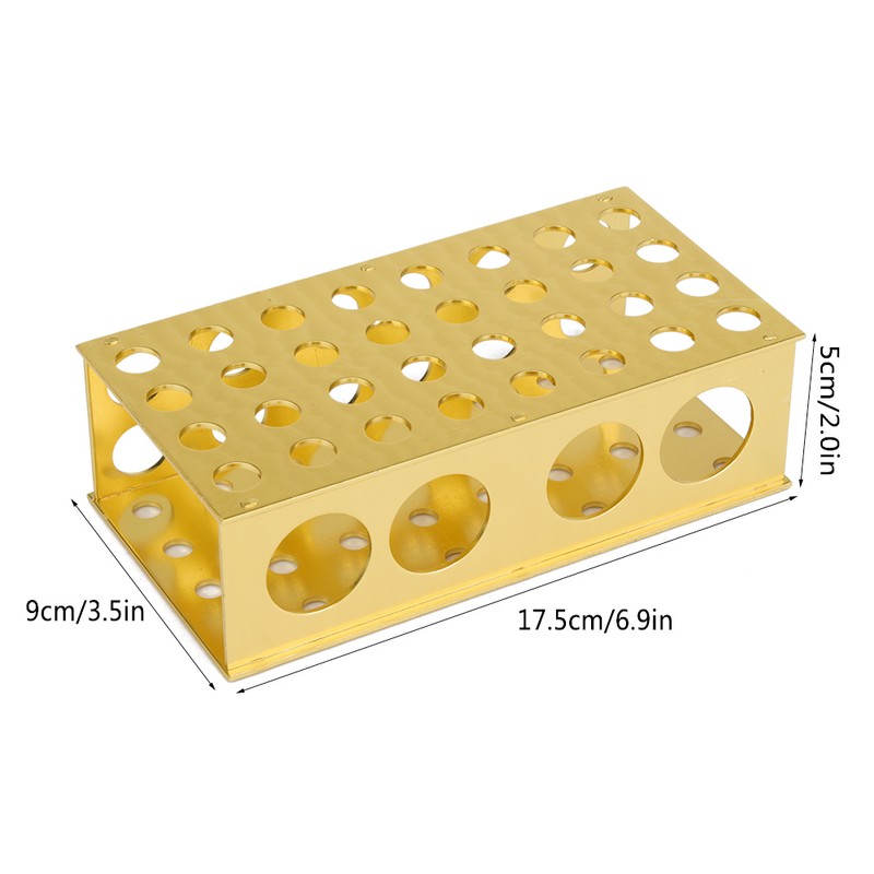 Golden Aluminum Test Tube Rack Holder Stand 8*12.3*18*30mm Hole Diameter