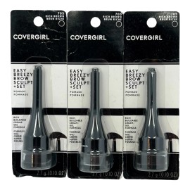 CoverGirl Easy Breezy Brow Sculpt + Set Pomade 705 Rich Brown 0.10 oz. Lot of 3