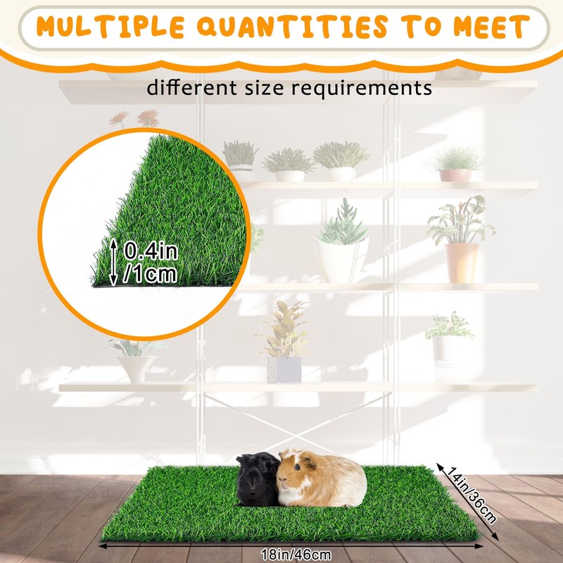 Kigley 4 Pcs Artificial Grass Guinea Pig Pee Pads Reusable