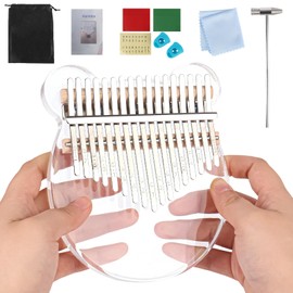 XCRPRT Kalimba 17 Keys, Transparent Acrylic Thumb Piano, Finger Kalimba Instrument, Mini Finger Piano, Kalimba Thumb Piano with Tune Hammer, Study Booklet Sticker for Children, Adults, Beginners