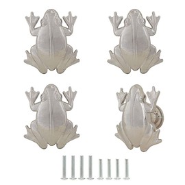 Mizhang Frog Cabinet Knobs, Decorative Metal Frog Shaped Single Hole Drawer Knob Pull Handle for Cupboard Closet Door Dresser Hardware Furniture Knobs Handles -4pcs (Silver)