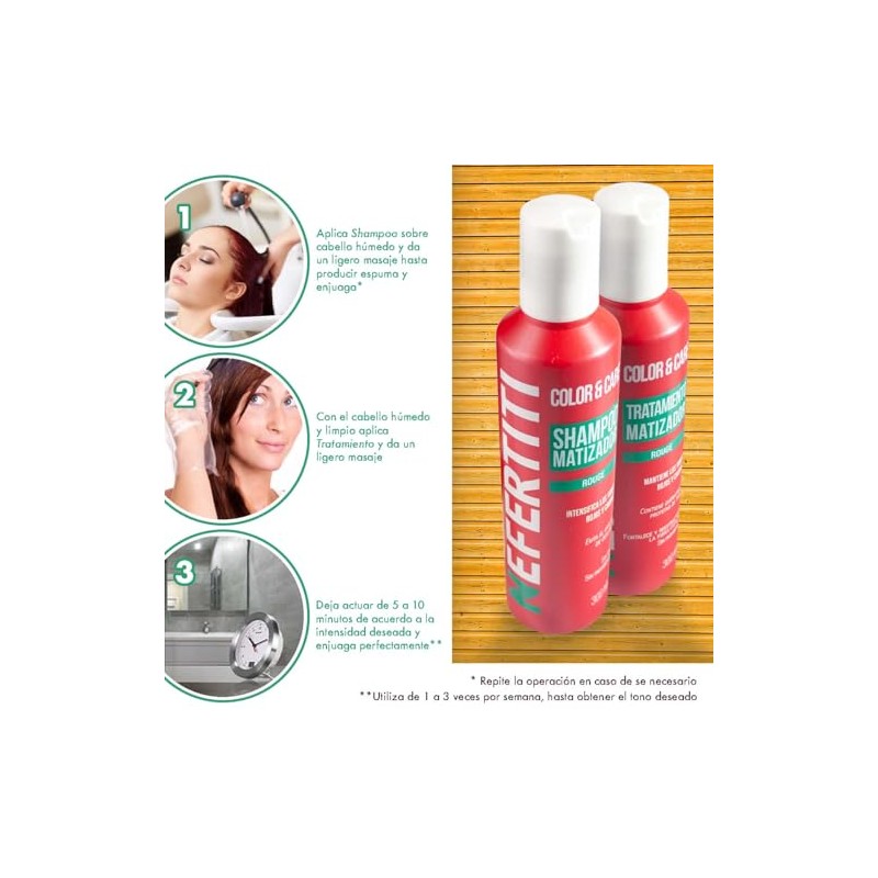 Nefertiti Shampoo Matizador Rojo Sin Sales y Parabenos + Tratamiento