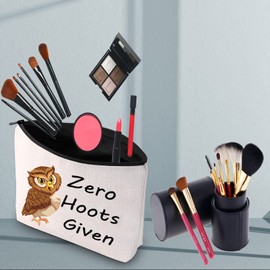 PWHAOO Owl Zipper Pouch Bag Zero Hoots Given Cosmetic Bag Owl Owner Cosmetic Bag Owl Themed Gift, Zero Hoots Given B