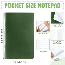 Qilery 6 Pack Waterproof Notebook 3.5"x5.5" Weatherproof Pocket Notepad Small All Weather Paper Notebook for Police Memo Pad for Outdoor Taking Notes Journal Office School(Lined,Green)