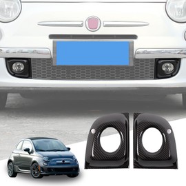 LLKUANG Front Bumper Driving Fog Light Lamp Ring Bezels Covers Fit for Fiat 500 2011-2015,Front Fog Lamp Light Cover Trim Frame Car Accessories