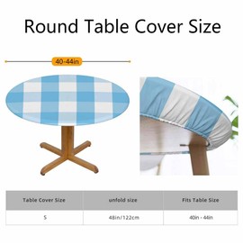 Guxxuil Light Blue White Checkered Round Table Cloth Cover Plaid Vintage Gingham Squares Plaid Tablecloth for Indoor Outdoor Picnic Party Fit for 40"-44" Round Tables