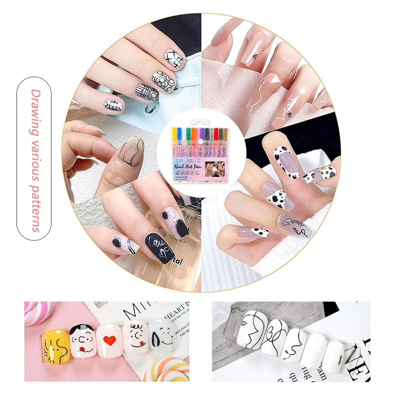 Hinourisha 12 Penne Per Nail Art Punta, 0.7mm fine tip