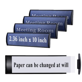 Set of 5 - Nameplate Holder for Wall Mount, 2.36'' x 10'' Curved Office Business Door Sign Holder-Black
