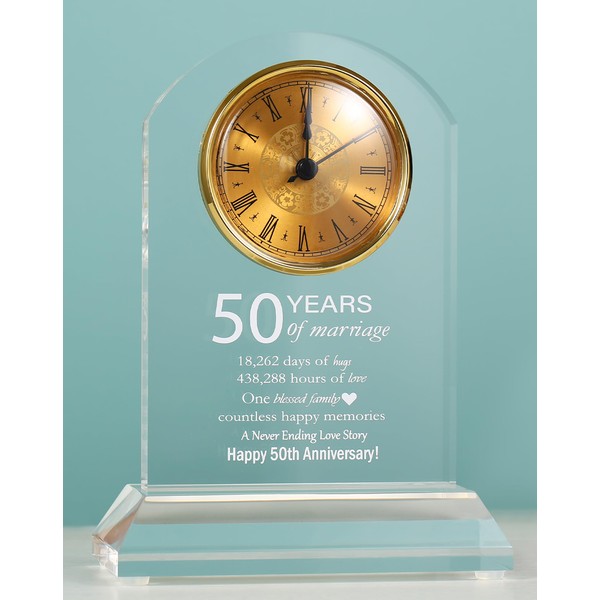 DEEWISH 50th Wedding Anniversary Clock, Best Gifts Ideas for Couple Parents Wife Husband Golden 50 Years of Marriage for Him Her