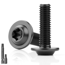Pack of 25 Rounded Head Screws Black M6 x 20 mm Flat Head Screws with Flange Torx Screws 304 Stainless Steel with Washer A2 V2A Threaded Screws Full Thread Oxide with 2 Pieces T30 Torx Key for Wood