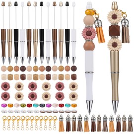 WEWAYSMILE Set of 12 DIY Ballpoint Pens with Beads, Cartoon Ballpoint Pens, Suitable for Offices, Schools, Gifts, Crafts, Office Supplies (Sunflower)