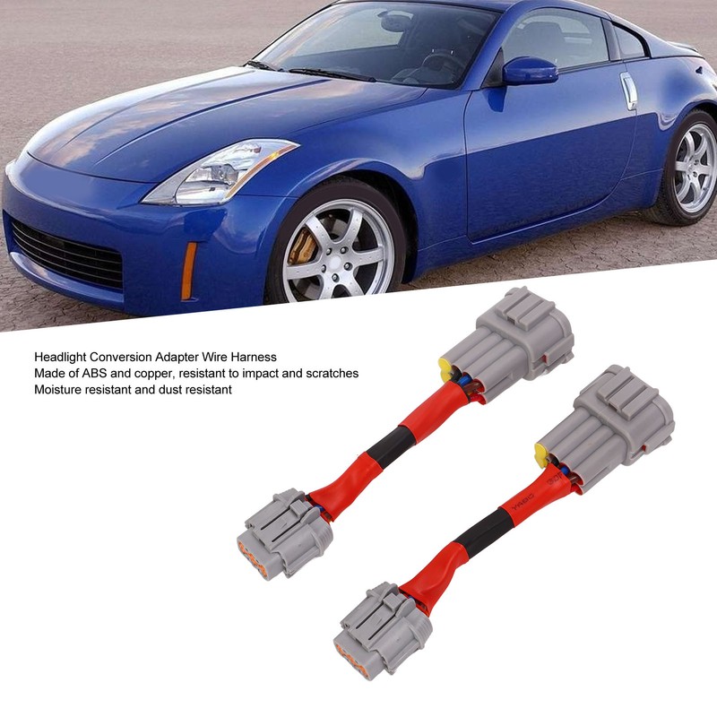 2PCS Headlight Conversion Adapter Wiring Harness Dustproof Fit for 350z