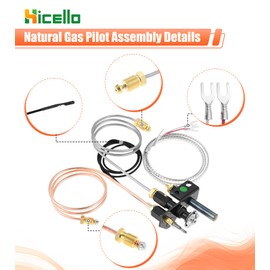 Hicello 69L17 Pilot Assembly Kit Replacement for Lennox Elite, Merit, Serefina, Superior & Astria Fireplaces Natural Gas (NG) Replacement Includes Thermocouple, Thermopile, Pilot Tube & Bracket