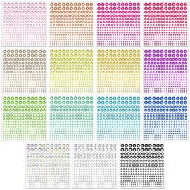 Tidponra 4170 Pcs 6 Sizes Self Adhesive Rhinestone Gem Stickers for Hair Face Body Makeup, Bling Stick on Jewels for DIY Craft, Card Decorations, 15 Colors