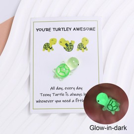 YOGOTEU Turtles Pockets Hug,Pockets Hug Turtles Decorations Emotional Supports Turtles Ornamentt with Greeting Card Mini Sea Tortoises Toy for Friend, Green
