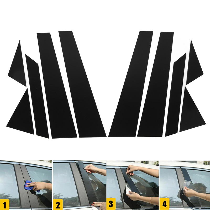 10Pcs Window B Pillar Post Trim Gloss Black Lightweight Rugged